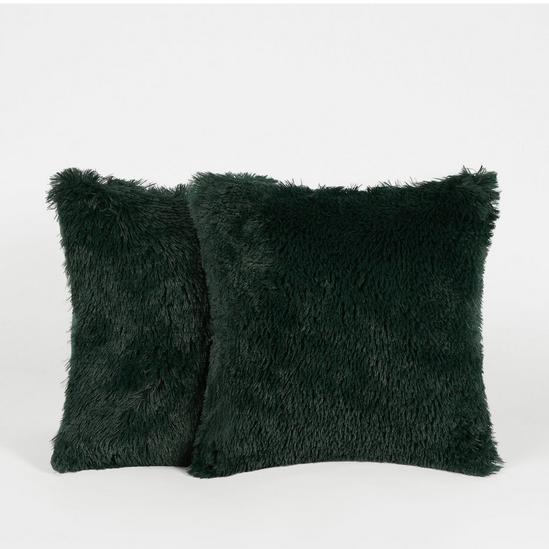 Sienna Set of 2 Fluffy Shaggy Filled Cushion with Cover Square 3