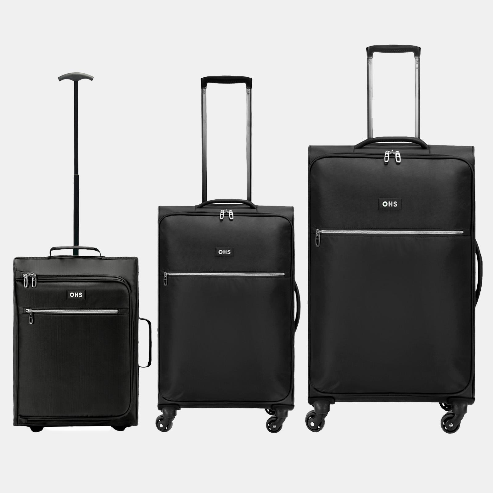 3 Piece Set Of Suitcase Luggage Soft Shell Travel Case Bag
