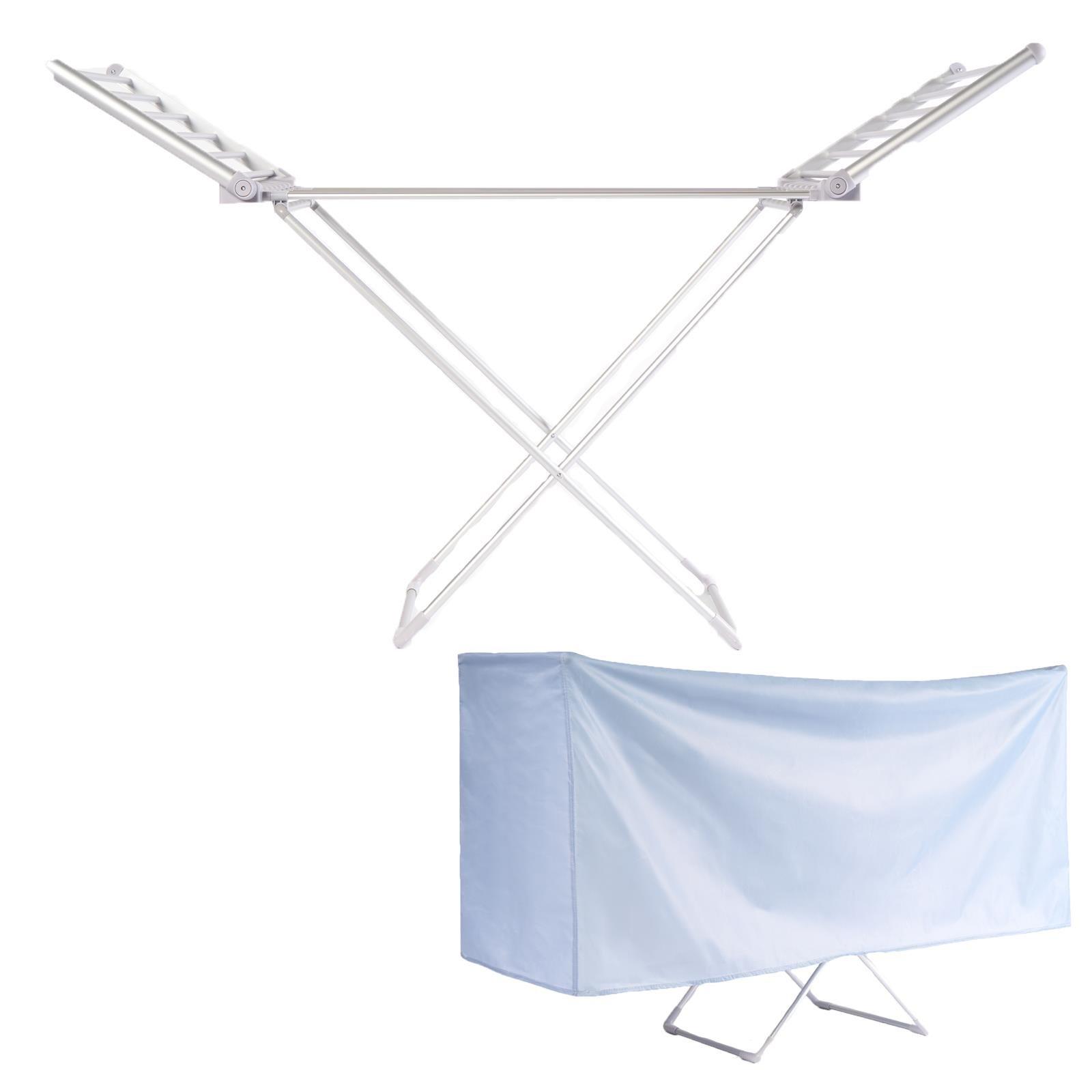 Winged Heated Airer with Cover Foldable Compact Laundry Indoor Horse Drying Rack