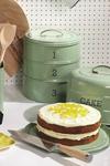 Living Nostalgia Sage Green 3-Tier Metal Cake Storage Tin thumbnail 2