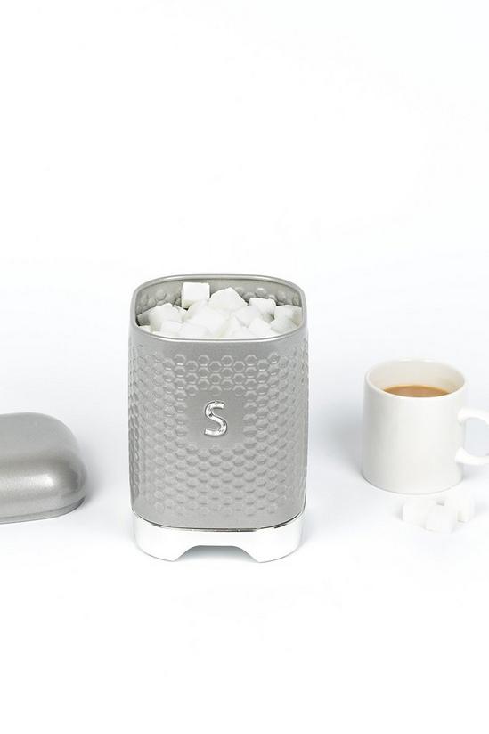 Lovello Shadow Grey Retro Sugar Jar with Geometric Textured Finish 1