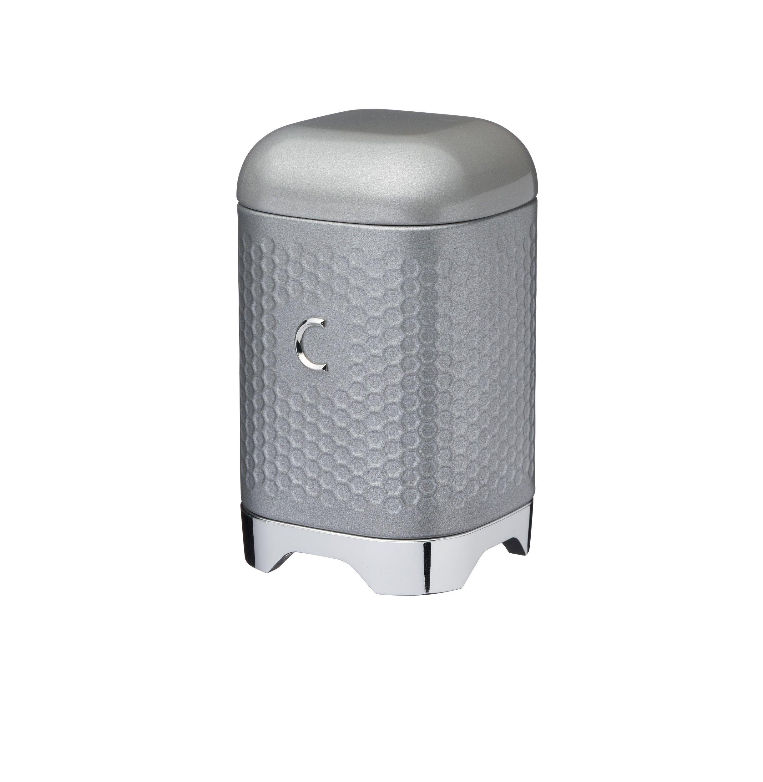 Lovello Shadow Grey Retro Coffee Canister with Geometric Textured Finish|grey