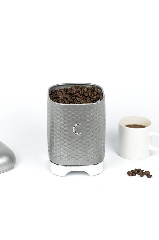 Lovello Shadow Grey Retro Coffee Canister with Geometric Textured Finish 3