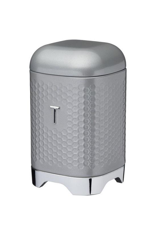 Lovello Shadow Grey Retro Tea Canister with Geometric Textured Finish 1