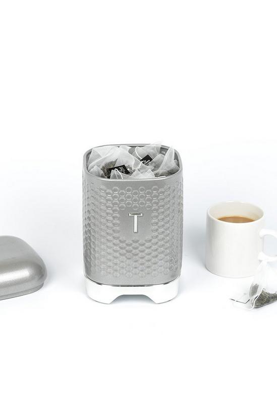 Lovello Shadow Grey Retro Tea Canister with Geometric Textured Finish 4