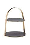 Artesa 2-Tier Brass Cake Stand with Round Slate Serving Platters thumbnail 4