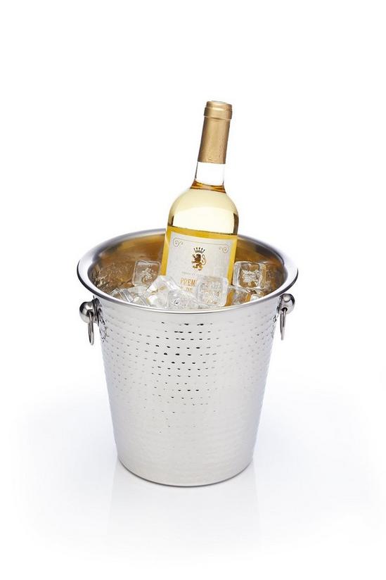 BarCraft Hammered-Steel Sparkling Wine & Champagne Bucket with Ring Handles 1