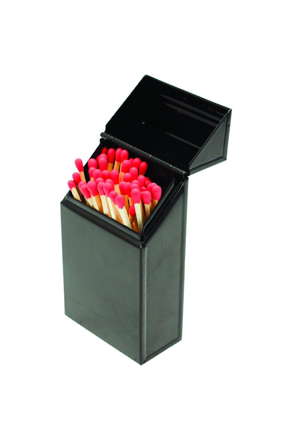 Valiant Match Storage Box - Metal Container with Flip Top Lid|black