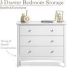 Christow White Chest of Drawers Modern 3 Drawer Bedroom Storage Unit Furniture Cabinet thumbnail 2