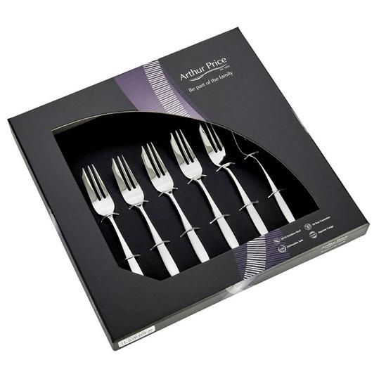 Arthur Price 'Willow' Stainless Steel Boxed Cutlery Set Of 6 Pastry Forks 1