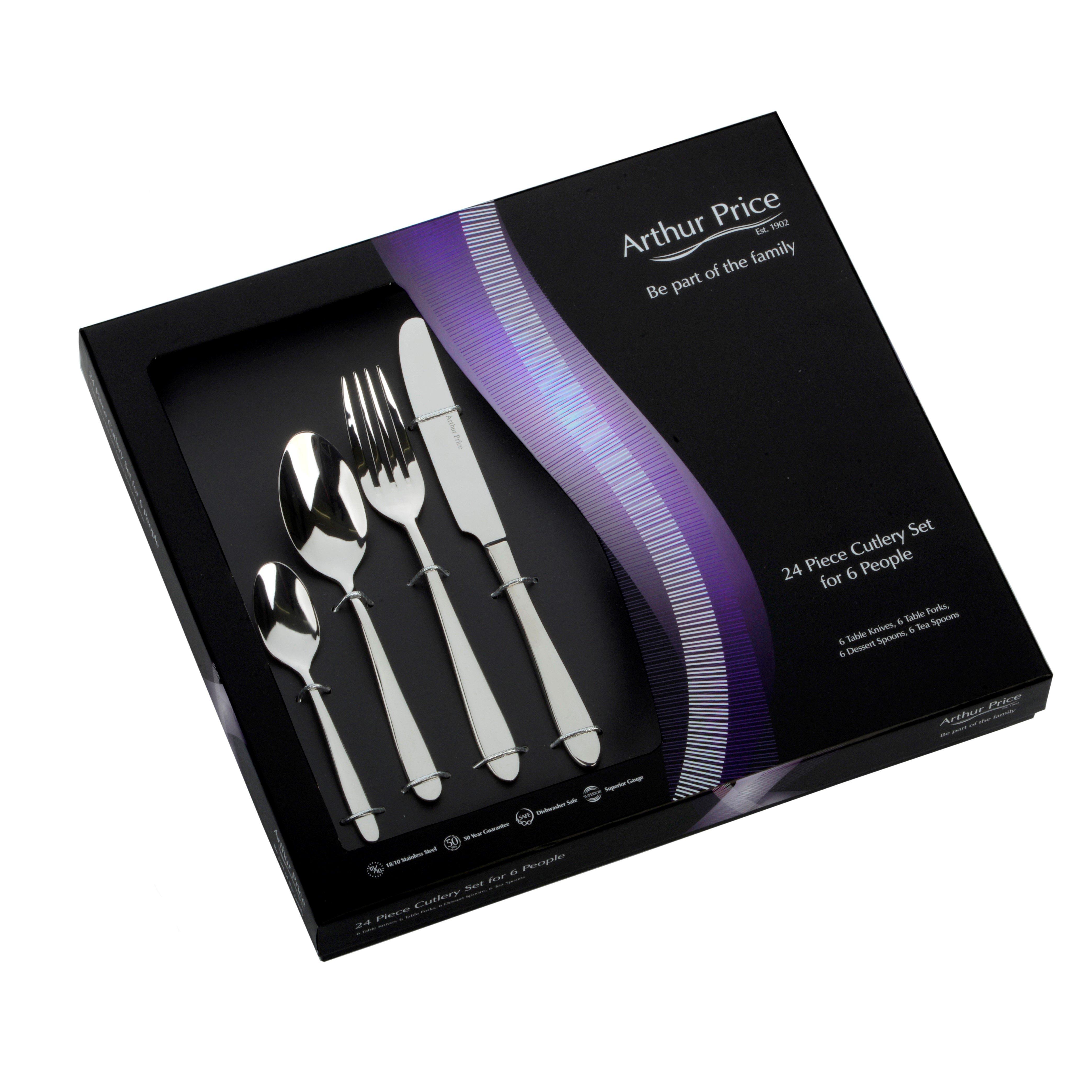 'Willow' Stainless Steel 24 Piece 6 Person Boxed Cutlery Set