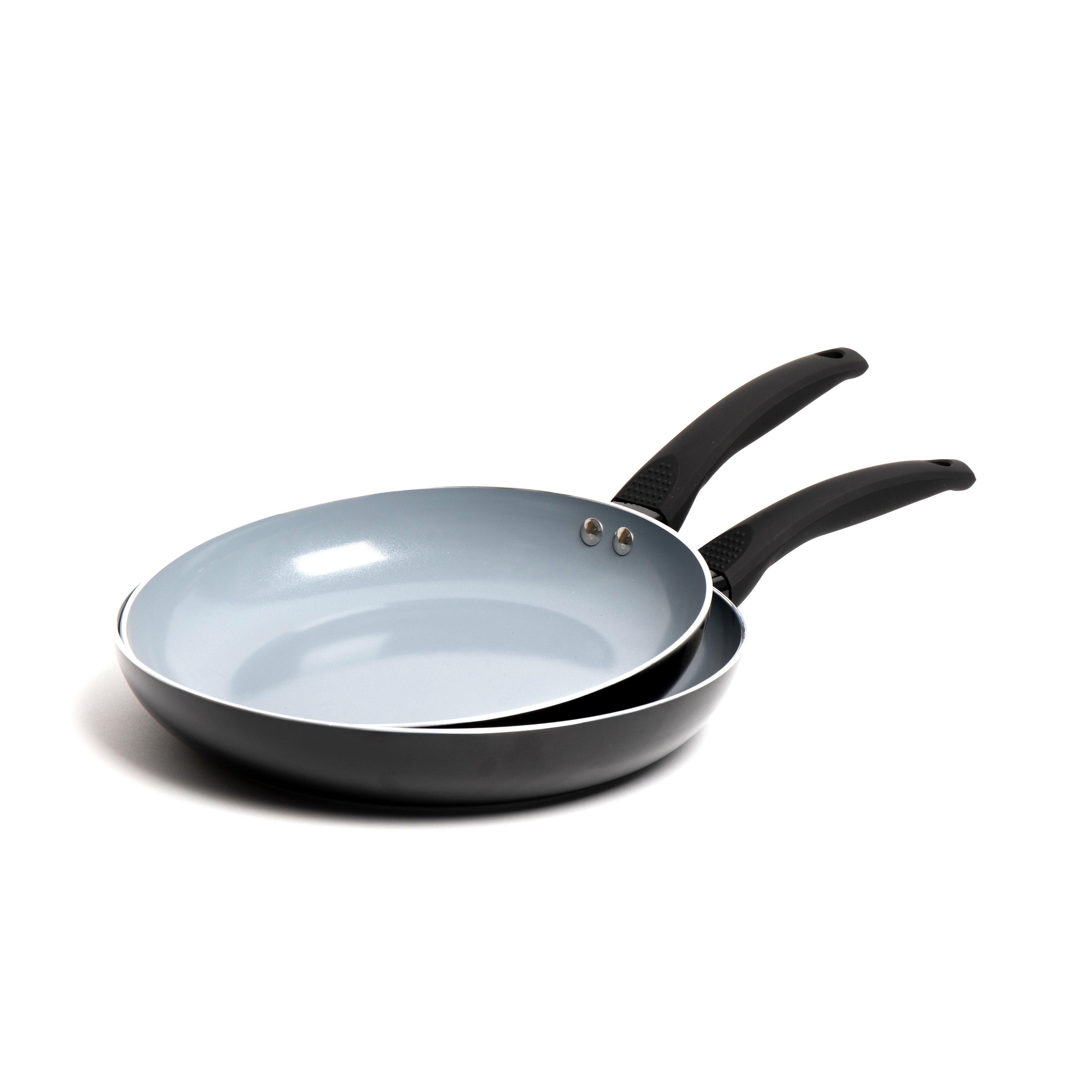 2pc Ceramic Non-Stick Eco Frying Pan Set with 2x Induction-Safe Frying Pans, 26cm and 28cm