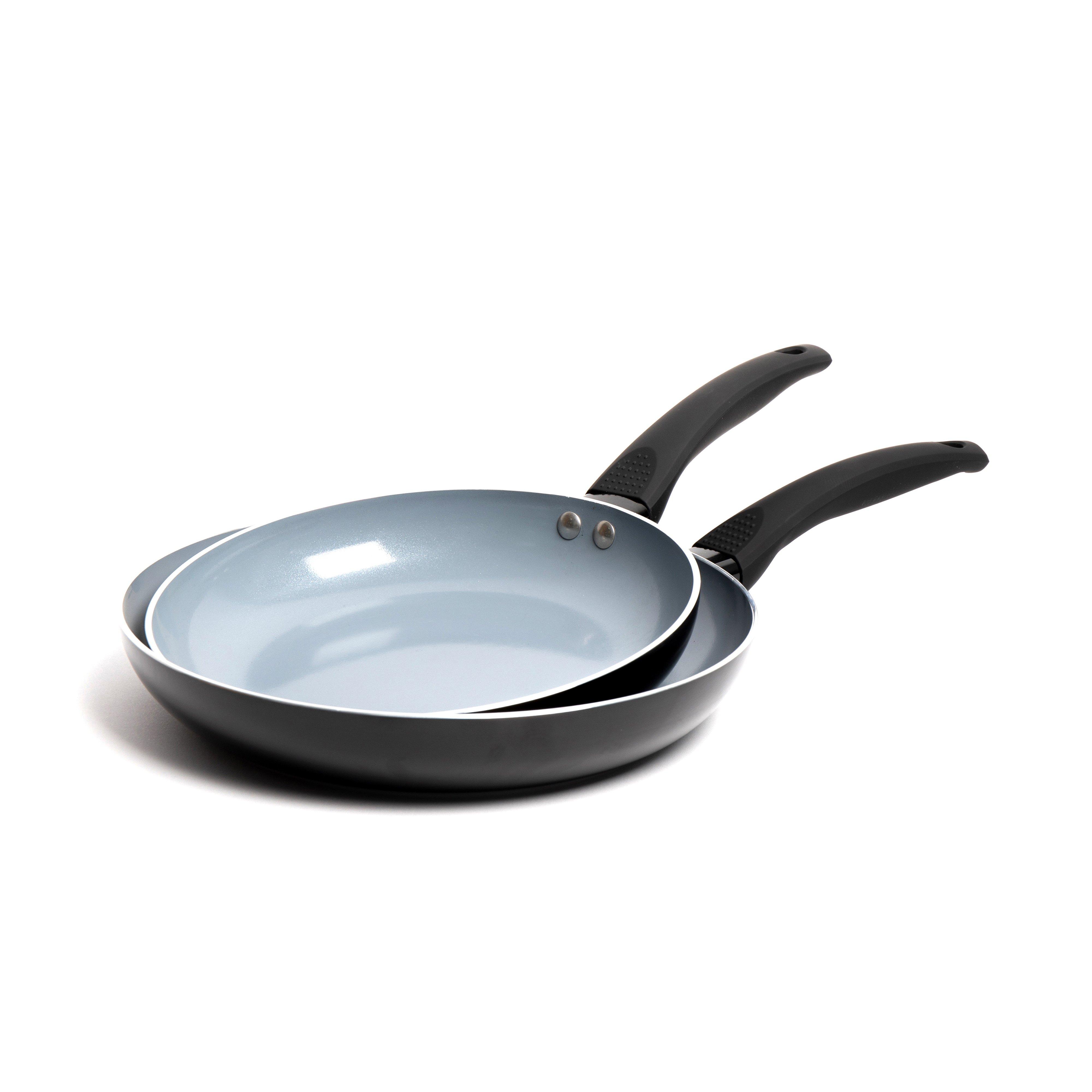 2pc Ceramic Non-Stick Eco Frying Pan Set with 2x Induction-Safe Frying Pans, 24cm and 28cm