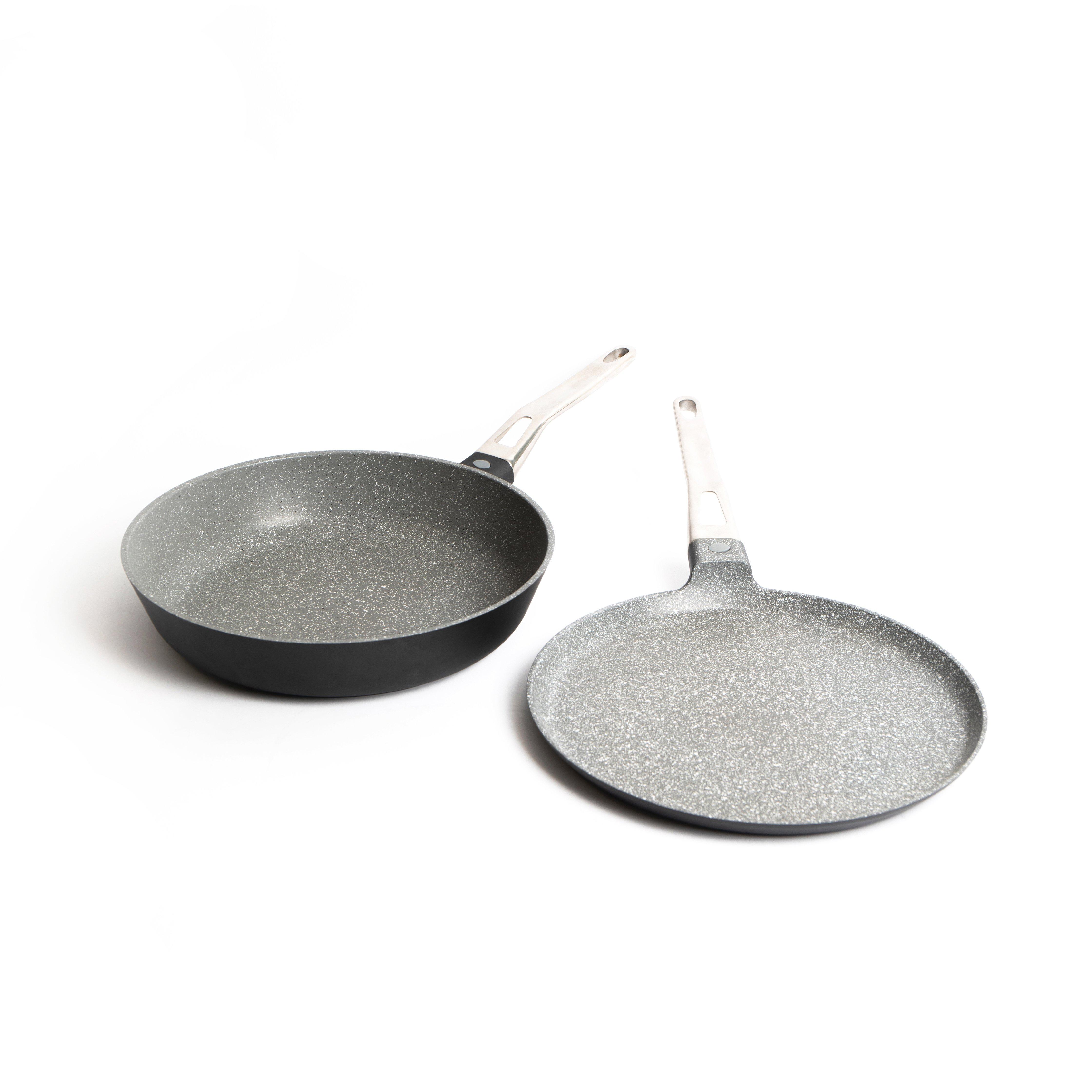 2pc Induction-Safe & Non-Stick Cast Aluminium Pan Set with 28cm Frying Pan and 28cm Crepe Pan