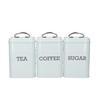 Living Nostalgia 5pc Vintage Blue Stainless Steel Storage Set with Tea, Coffee and Sugar Canisters, Biscuit Tin and Domed Cake Tin thumbnail 4