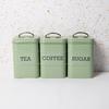Living Nostalgia 3pc English Sage Green Kitchen Storage Set with Stainless Steel Tea, Coffee and Sugar Canisters thumbnail 3