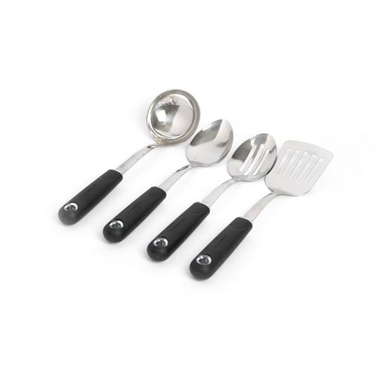 MasterClass 4pc Stainless Steel Utensil Set with Cooking Spoon, Slotted Spoon, Slotted Turner and Ladle 1