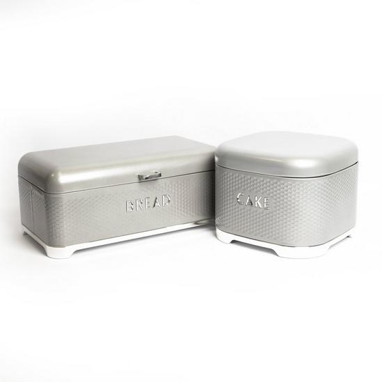Lovello 2pc Gift-Tagged Shadow Grey Kitchen Storage Set with Steel Cake Tin and Bread Bin 1
