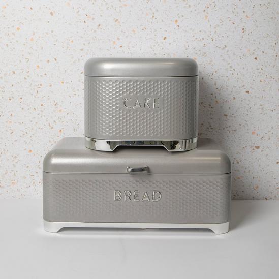 Lovello 2pc Gift-Tagged Shadow Grey Kitchen Storage Set with Steel Cake Tin and Bread Bin 2