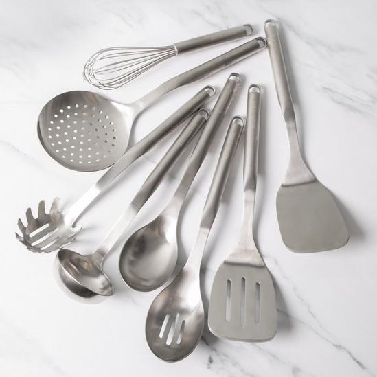 KitchenAid 8pc Stainless Steel Utensil Set with Slotted Spoon, Turner, Cooking Spoon, Ladle, Pasta Server, Strainer, Whisk & Fish Slice 2