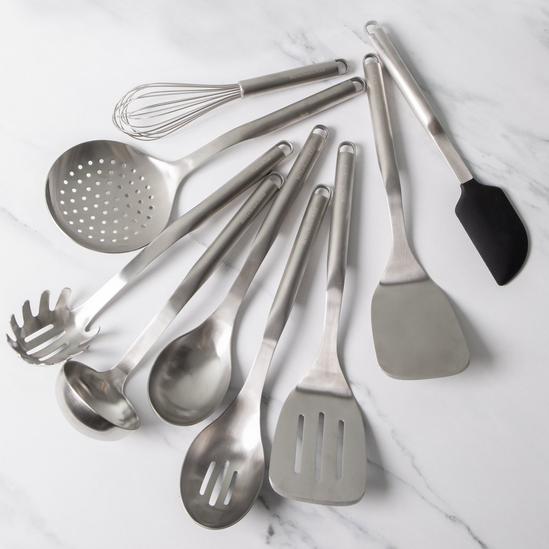 KitchenAid 9pc Stainless Steel Utensil Set with Slotted Spoon, Turner, Cooking Spoon, Ladle, Pasta Server, Strainer, Fish Slice, Whisk & Spatula 2
