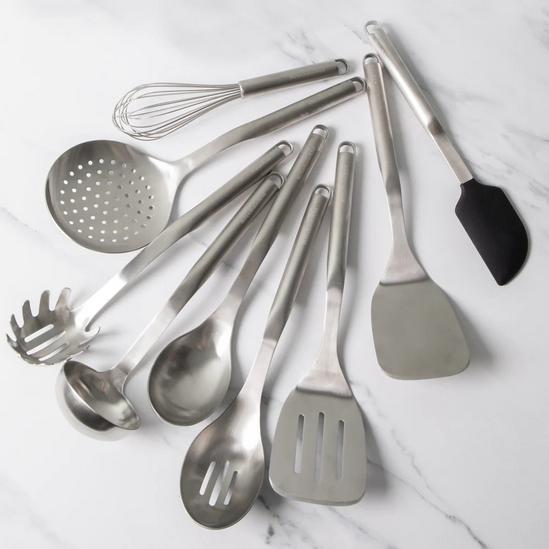KitchenAid 9pc Stainless Steel Utensil Set with Slotted Spoon, Turner, Cooking Spoon, Ladle, Pasta Server, Strainer, Fish Slice, Whisk & Spatula 6