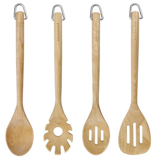 KitchenAid 5pc Eco-Friendly Birchwood Kitchen Set with Chopping Board, Solid Turner, Slotted Turner, Slotted Spoon & Spoon Spatula 2