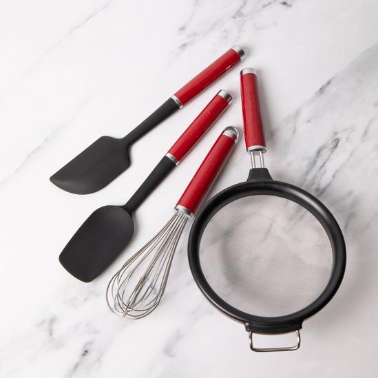 KitchenAid 4pc Empire Red Cooking Utensil Set with Wire Whisk, 17.5cm Strainer, Spoon Spatula & Scraper Spatula 2