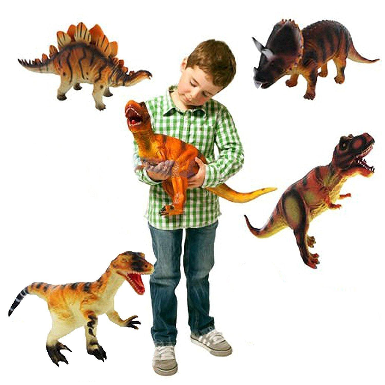 The Magic Toy Shop 36cm Large Soft Foam Rubber Stuffed Dinosaur Play Toy Animals Action Figures