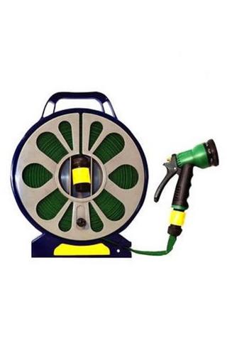 Product 50 Foot Reel Hose With Adjustable Spray Nozzle Green