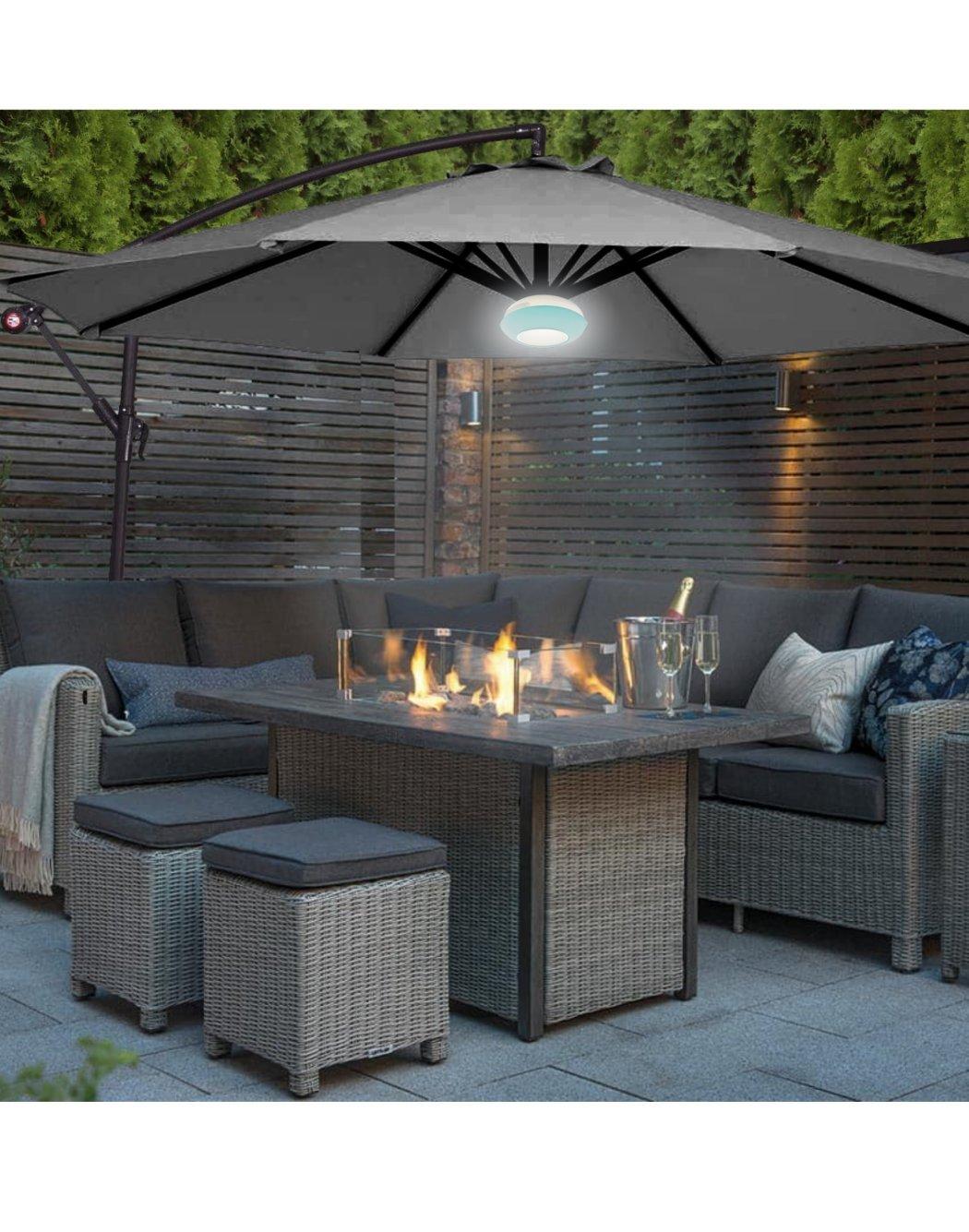 3m Outdoor Cantilever Banana Garden Parasol with Bluetooth Speaker and LED Lights