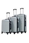 Groundlevel 3pc ABS 4 Wheel Diamond Luggage Set thumbnail 2