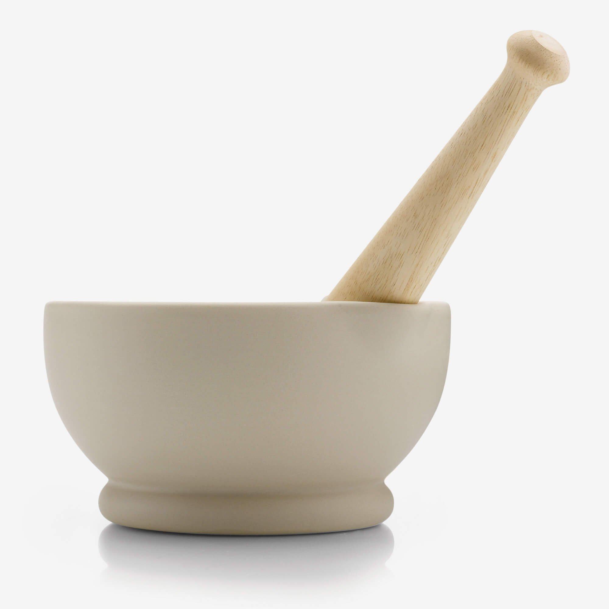 Stone Mortar & Pestle with Wooden Handle Boxed 7