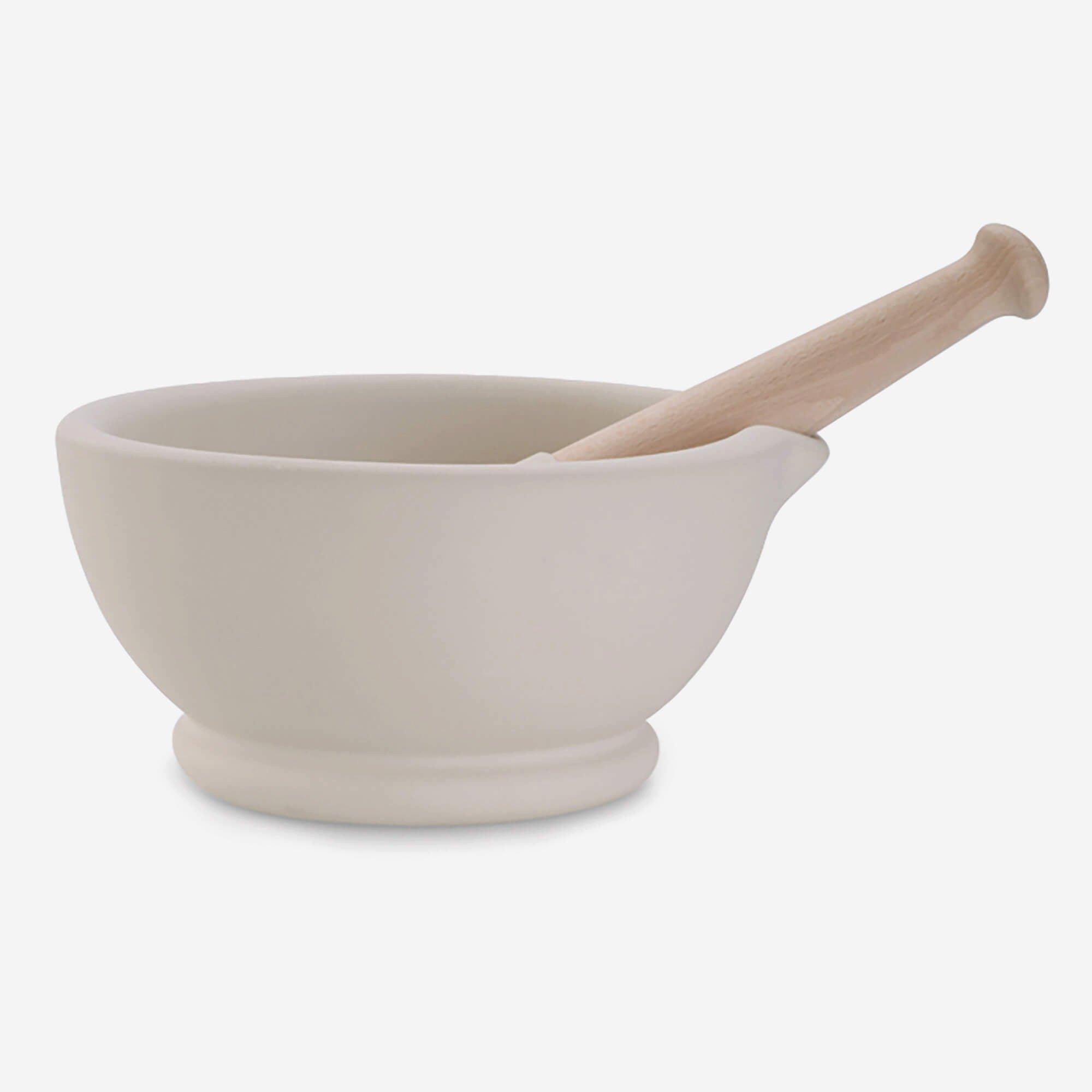 Stone Mortar & Pestle with Wooden Handle Boxed 8