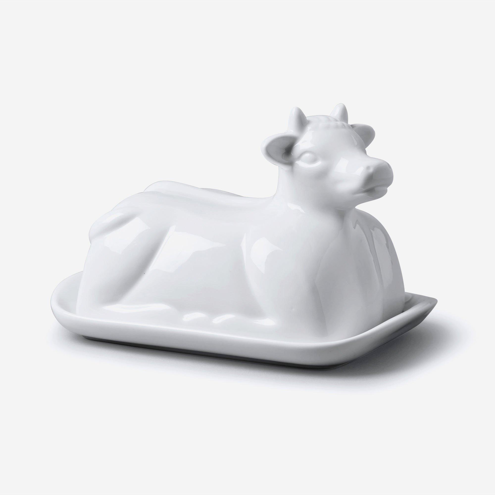 W M Bartleet - W M Bartleet Porcelain Cow Design Butter Dish - White