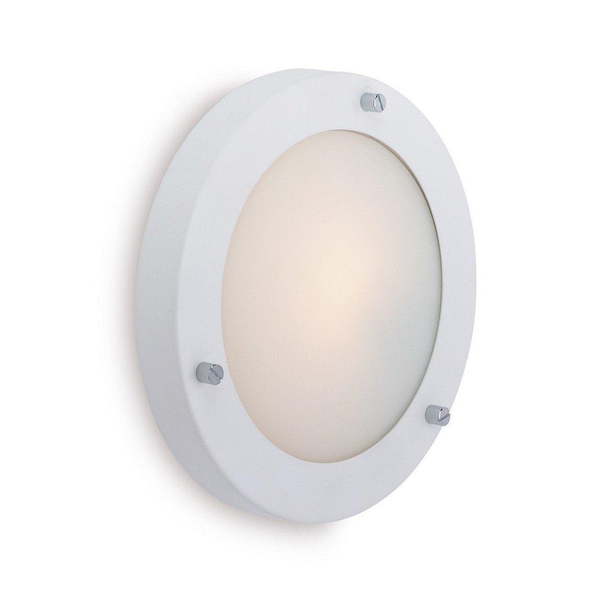 Rondo 1 Light Wall Flush Ceiling Light Matt White Opal Glass IP54 G9