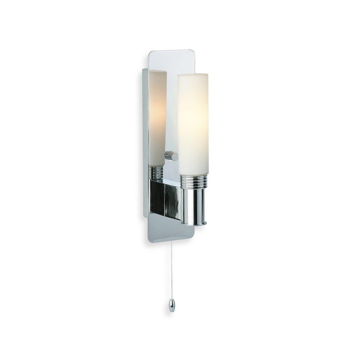 Spa 1 Light Single Bathroom Ceiling Switched Wall Light Chrome Opal Glass IP44 G9
