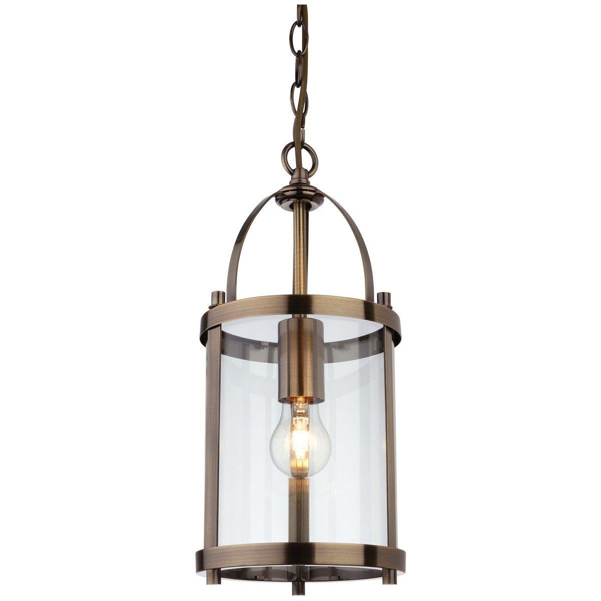 Imperial 1 Light Round Ceiling Pendant Lantern Antique Brass E27