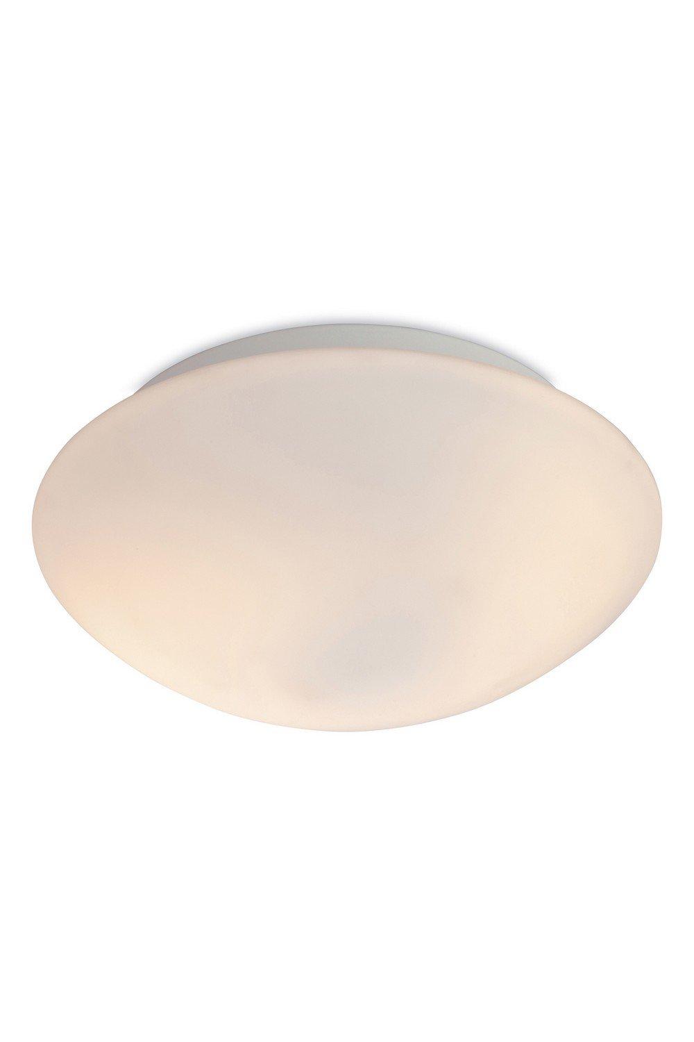 Vento 2 Light Flush Round Bathroom Ceiling Light Opal Glass IP44 E27