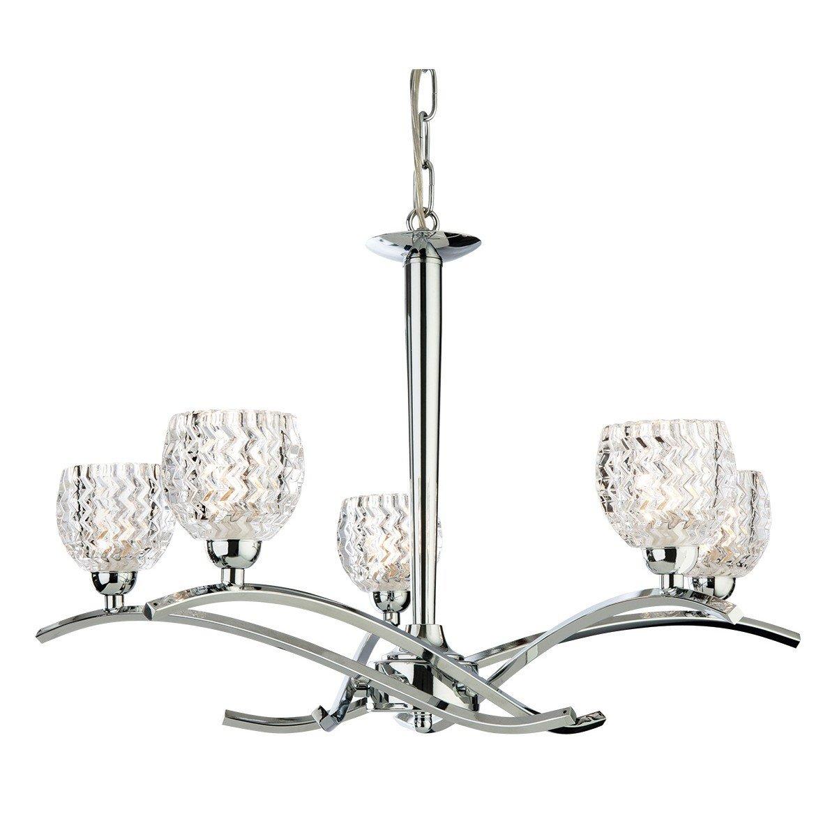 Maple 5 Light Chandelier Chrome Moulded Clear Glass G9