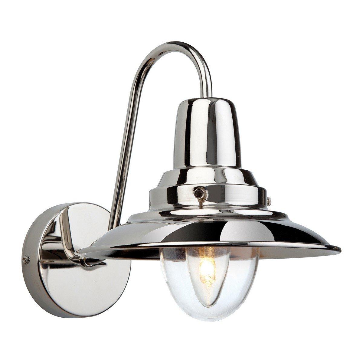 Fisherman 1 Light Indoor Dome Wall Light Chrome Clear Glass E14