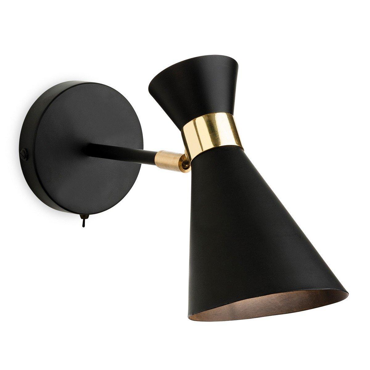 Ohio 1 Light Indoor Wall Light (Switched) Black Brass E27