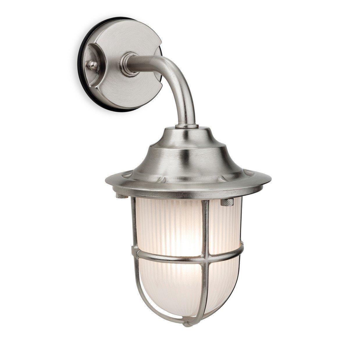Nautic 1 Light Outdoor Wall Light Nickel Frosted Glass IP64 E27