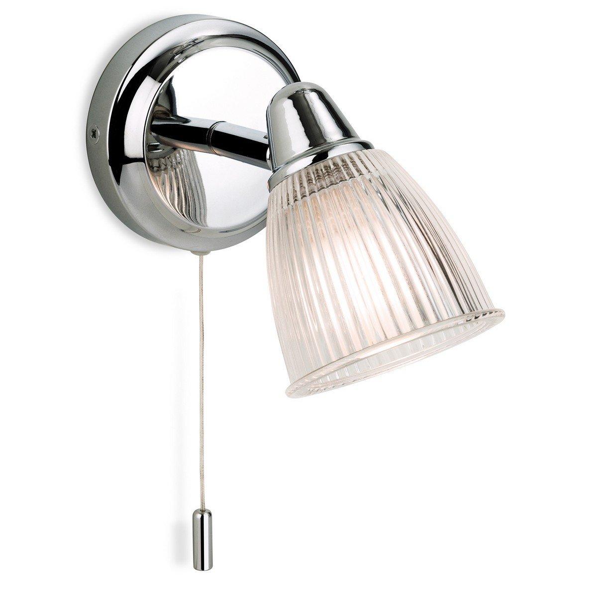 Echo 1 Light Bathroom Wall Light Chrome with Clear Ribbed Glass IP44 G9