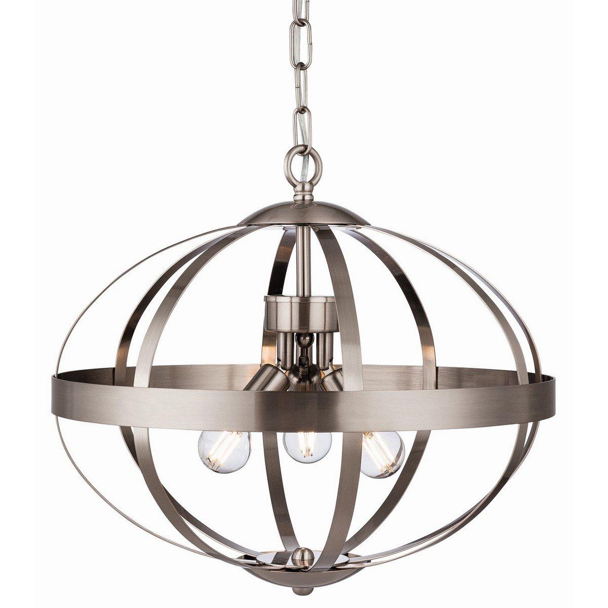 Healey 3 Light Cage Ceiling Pendant Brushed Steel E14