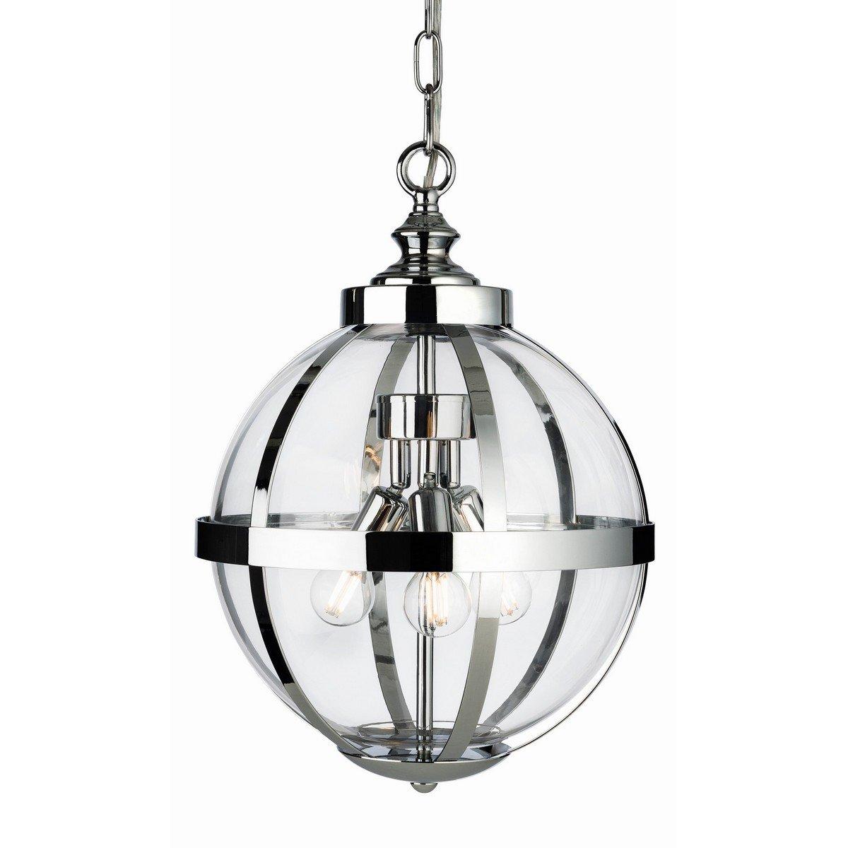 Monroe 3 Light Cage Ceiling Pendant Chrome with Clear Glass E14