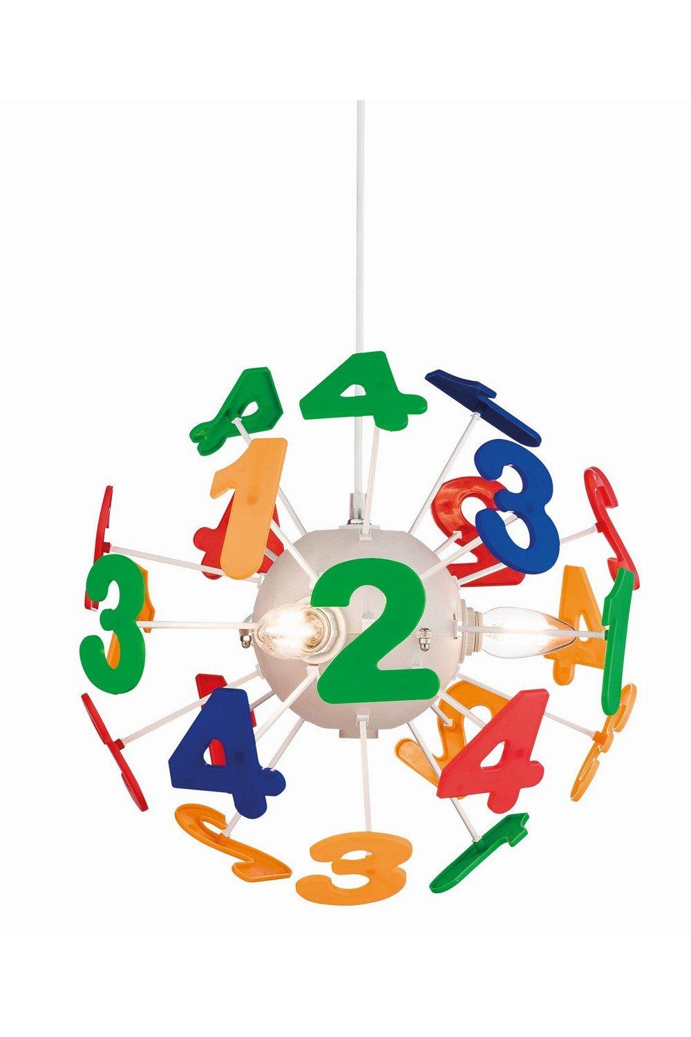 Numbers 4 Light Children Ceiling Pendant Multicolour E14