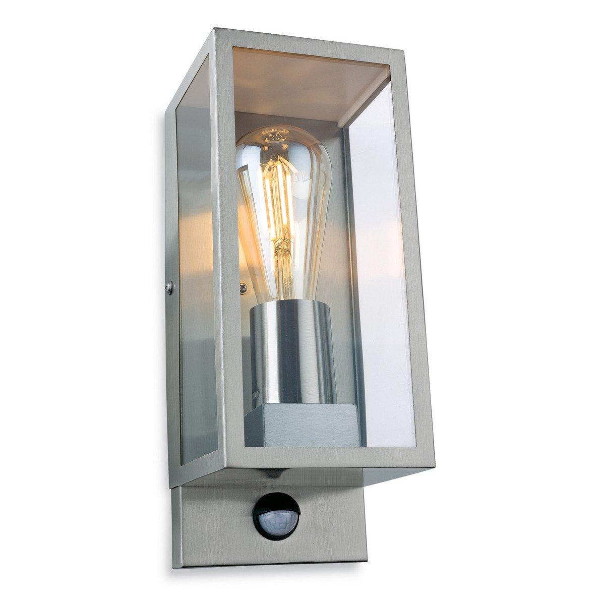Dallas Outdoor PIR Motion Sensor Flush Box Wall Light Stainless Steel IP44 E27