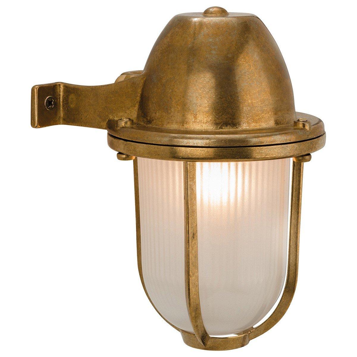 Nautic 1 Light Outdoor Wall Light Solid Brass Frosted Glass IP64 E27