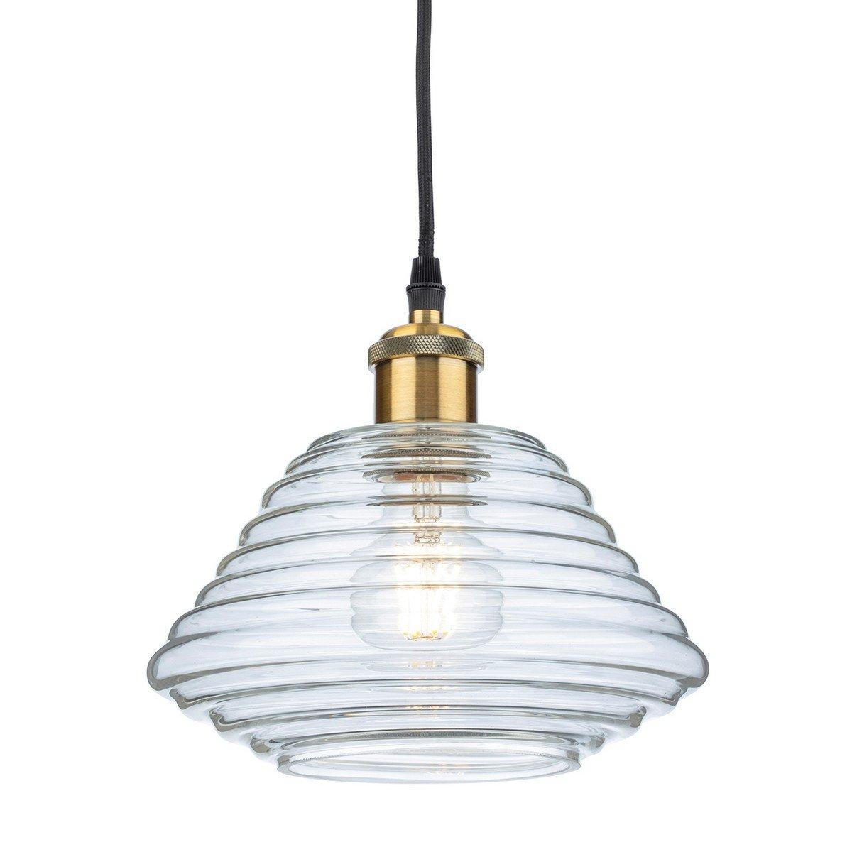 Logan Dome Pendant Light Antique Brass with Clear Glass